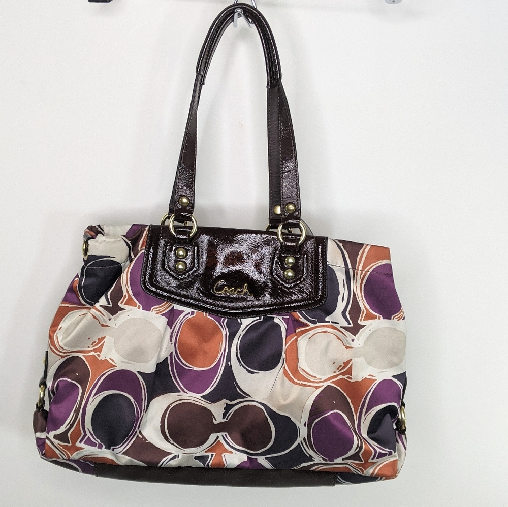 Coach Purse Ashley Scarf Satchel Fall Colors Distressed